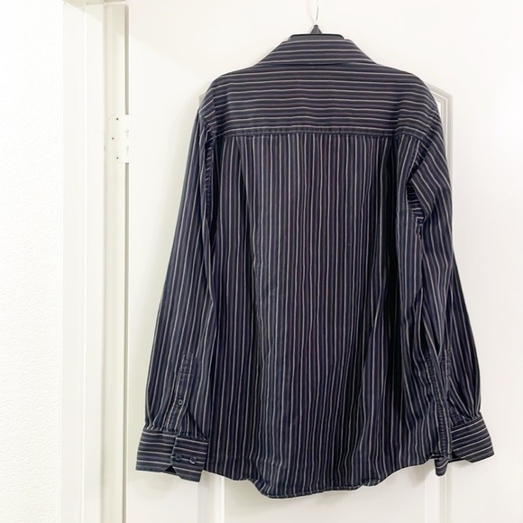MB Studio black/purple striped long sleeve button down shirt - Picture 2 of 3